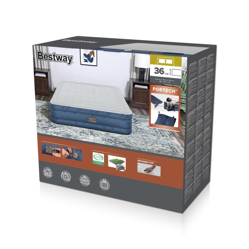 Lit gonflable 2 places 203 x 152 x 36 cm avec pompe électrique intégrée