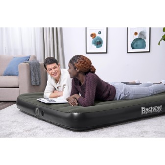Matelas gonflable 2 places avec pompe rechargeable 203x152x25cm