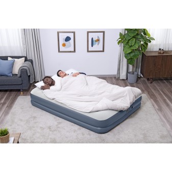 Matelas gonflable 2 places avec pompe rechargeable 203x152x36cm