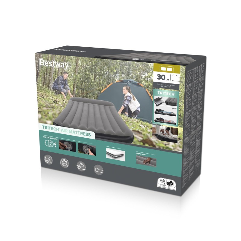 Matelas gonflable 2 places avec pompe électrique USB intégrée Matelas gonflable 2 places avec pompe électrique USB intégrée