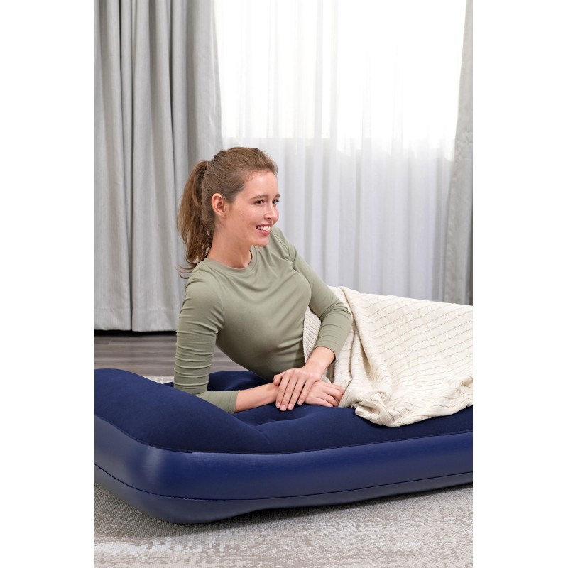 Matelas camping gonflable 1 place 185x76x22cm avec pompe à pied