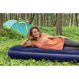Matelas camping gonflable 1 place 185x76x22cm avec pompe à pied