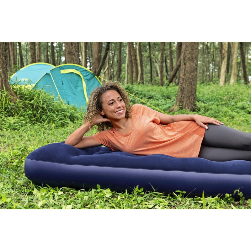 Matelas camping gonflable 1 place 185x76x22cm avec pompe à pied