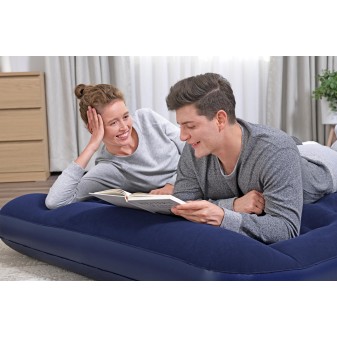 Matelas gonflable camping 2 places 191x137x22cm pompe à pied intégrée