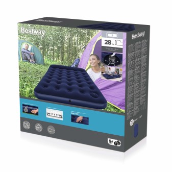 Matelas gonflable camping 2 places 191x137x22cm pompe à pied intégrée