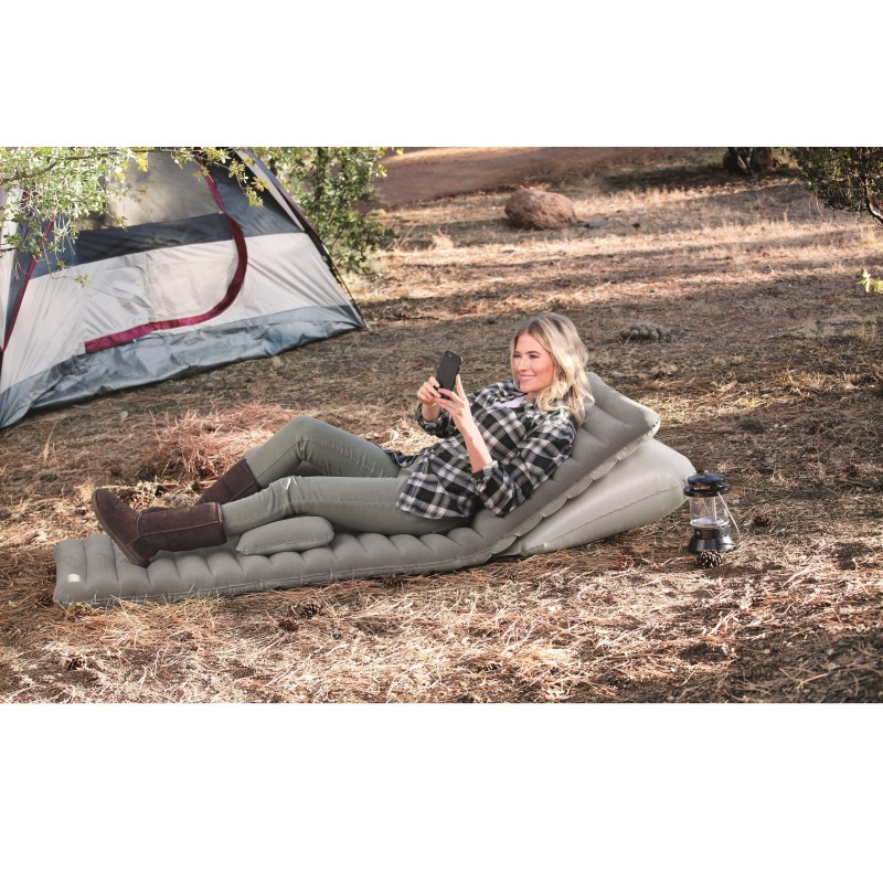 Matelas gonflable camping 1 place 191 x 70 x 10.5 cm avec oreiller