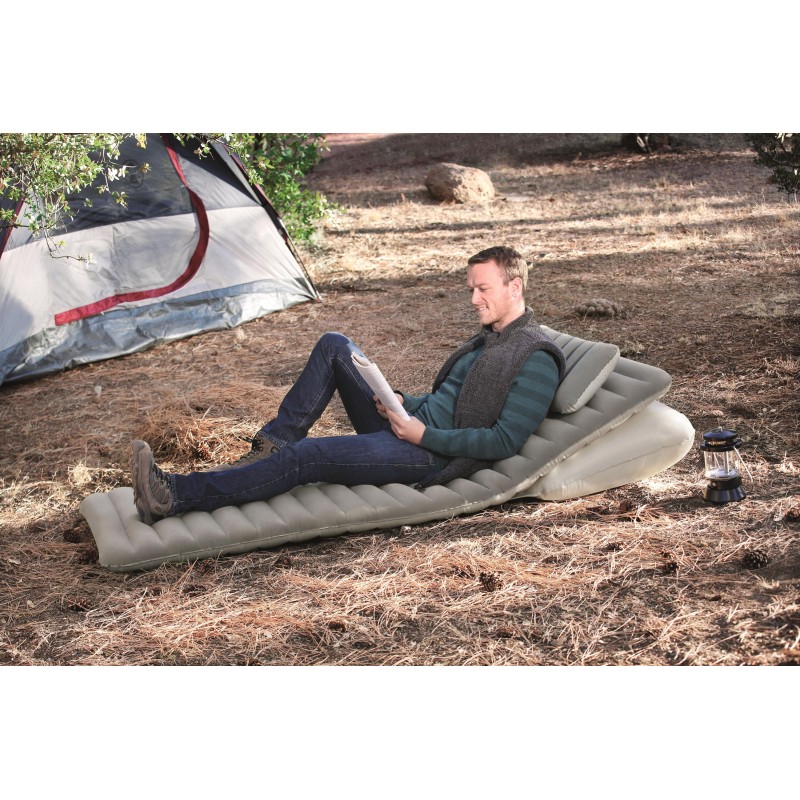 Matelas gonflable camping 1 place 191 x 70 x 10.5 cm avec oreiller