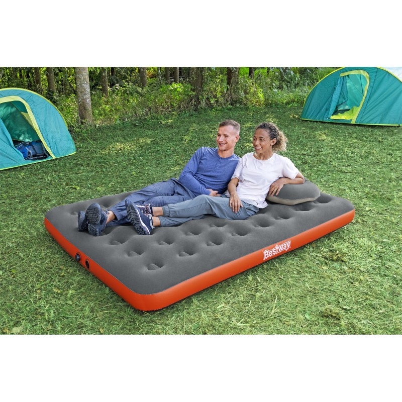 Matelas gonflable camping 2 places 203x152x22cm avec sac de gonflage