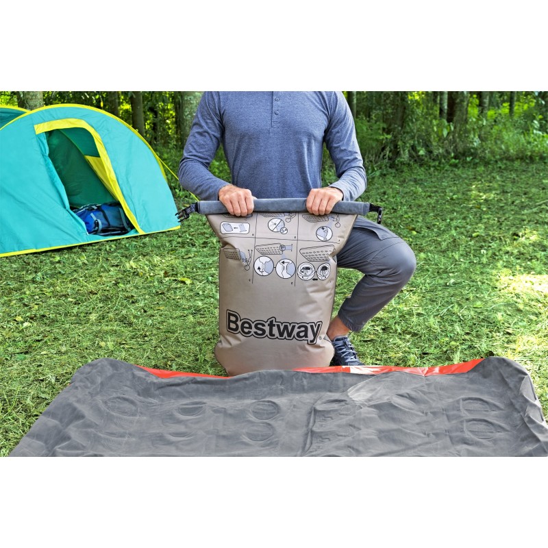 Matelas gonflable camping 2 places 203x152x22cm avec sac de gonflage