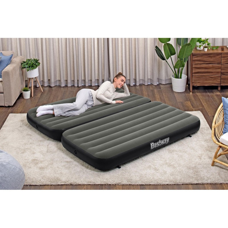 Matelas gonflable 2 places 188 x 99 x 25 cm lits jumeaux 3 en 1